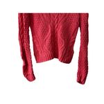 Topshop  Hot Pink Open Knit Long Sleeve Round Neck Sweater US Sz 2 Photo 3