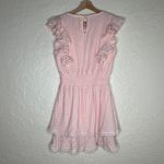 Sage  Women's Pink Lace Cap Sleeve Jewel Neck Short Fit & Flare Dress Size Small Photo 1