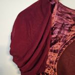 Free People  Crop Top Velvet Burgundy Short Sleeve Open Back Ruched Soft Casual Photo 4