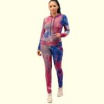 Honeycomb Bubble Texture Tie Dye Butt Lift Leggings Orange Size L Photo 3