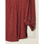 New Directions Maroon Heathered Long Sleeve Shirt Quarter Button Top, 3X Red Photo 2