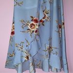 Light Blue Wrap Dress XL Rose Floral Print Short Sleeve V Neck Ruffle Hem Photo 3