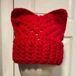 Handmade Crochet Cat Animal Ear Beanie Hat Cozy Ribbed Brim Stretch Winter Hat Photo 0