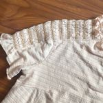 Free People  Orange Ruffle Mock Neck Blouse Photo 2