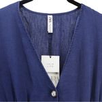 ZARA NEW  Navy Linen Blend Deep V Short Romper Resort Coastal Vacation M Photo 2