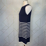 Aquascutum London Sweater Dress Sleeveless Striped Wool Navy Blue Size Small Photo 4