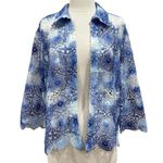 Alfred Dunner Blue Tie Dye Floral Medallion Lace Jacket Size Large Petite Photo 10
