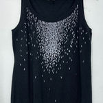 Eileen Fisher Black Feathered Sequined Knit Tank 100% Merino Wool Women's Small Photo 0