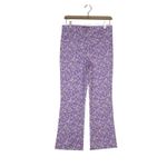 ZARA  Womens M High Waisted Lilac Floral Flare Cropped Pants Photo 1