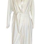 Erica Taylor white soft tie robe. Embroidered flowers. Size PL Photo 0