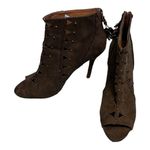 Report Olive Green Cutouts Brads Moto Heels Size 9 Cowboy Western Fringe Biker Photo 5