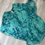 Made in Italy Silk Dress floral kaftan womens Blue one size art to wear resort Photo 3