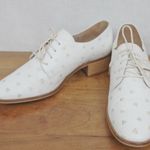 Bocage French Made White Leather Heart Embroidered Derby ShoesSize 39 Gray Size 8 Photo 0