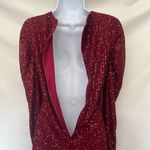 LuxeDress Red Sequin Mini Dress Sz S Mesh Cutout Bling Glam Cocktail Valentine Photo 7