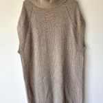 Vince  Cowl Neck Sleeveless Beige Sweater Dress Wool Cashmere Knit Ribbed Tunic Photo 2