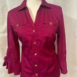 Anne Klein Deep Red Button-Down Shirt Photo 4