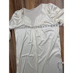 Vanity Fair  Vintage Long Nightgown Robe Peignoir Cream Lace Trim Button Front M Photo 6