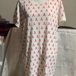 LuLaRoe Liv White with Pink Ribbon Breast Cancer Shirt Photo 0