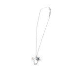 Silver Tone Cow Head Flower Pendant Necklace Western Boho Turquoise Accent New Photo 2