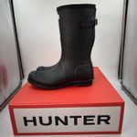Hunter New Women's Black Original Short Back Adjustable Rain Boots Size 8 Photo 3