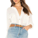 Free People  Talk to Me Lightweight Gauzy Button Down in Ivory Size Small Photo 0
