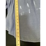 Loft  Blouse Women SMALL Blue White Pinstripe Square Neck Long Sleeve Photo 6