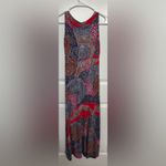 Boden Abstract Maxi Dress Sz 2P | Viscose Stretch | $150 Retail Red Photo 3