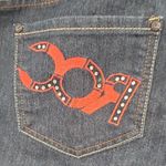 Rocawear  Vintage Women's Dark Denim Shorts with Red Detailing Size 15 Photo 3