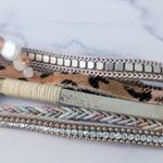 Cuff Bracelet Neutral Tones with Gold Tone & Faux Pearls Photo 8
