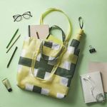 IKEA SKYNKE Shopping Bag White/Multicolor 17 ¾x14 ¼" Stylish Tote New! Reusable Green Photo 5