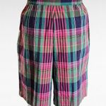 Vintage Suburbans 80s Pink & Green Madras Plaid Deadstock Long Shorts Size 6 Photo 3