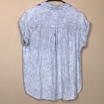 American Eagle  Women’s Super Soft Striped Blue White Button-Up Pocket Shirt Photo 5