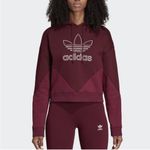 Adidas original cropped Trefoil color blocked Athleisure hoodie maroon xs Photo 4