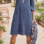 Sundance  Everyday Chic Pointelle Knit Overlay Bell Sleeve Blue Dress Size XS NWT Photo 0