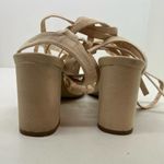 Lulus  beige tan tie up ankle block heel open tie strappy sandals size 7.5 Photo 5