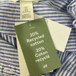 H&M Light Blue Linen Blend Striped Ruffle Blouse Photo 4