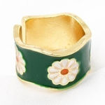 Green Enamel Flower Ring Size 8 Photo 0
