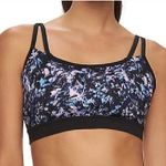 Gaiam Black Blue Lilac Lavender Navy Geo Geometric Print Strappy Sports Bra S Photo 0