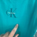 Calvin Klein  Jeans Monogram Logo Scoop Back Thong Tank Top Bodysuit Teal Medium Photo 1