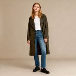 Anthropologie NWOT Wool Blend Green Star Double Face Trench Coat Olive Size M Photo 1