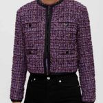 Maje Purple Tweed Suit Jacket Photo 0