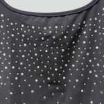 NWT Y2K Rhinestone Square Neck Sleeveless Bodysuit Sz XS Black Photo 3