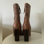 Paige Taupe Brown Snake Animal Print Leather KAYLEE Zip Heeled Ankle Boots 7 US Photo 4
