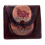 Mini Genuine Leather Embossed Animal Birds Coin Purse Snap Button Closure Wallet Photo 0