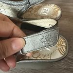 Fly London  Women's Gray and Cream Sandals Metallic Peep toe Wedge Slingback Photo 6