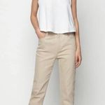 Oak + Fort Oatmeal Brown High Waisted Textured Straight Leg Minimalist Jeans 26 Photo 2