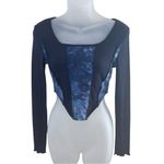 SheIn Blue Tie Dye Long Sleeve Rib Knit Crop Top Size Small Photo 1