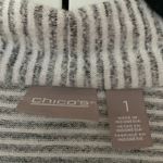 Chico's Chico’s Size 1 Gray White Striped CozySoft Blissful Knit Open Vest Medium Photo 2