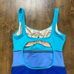 Vtg Christina 3 Tone One Piece Swimsuit Sz 12 Turquoise Periwinkle Blue Photo 7