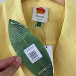 Farm Rio  Bright Yellow Linen Blazer Scalloped Hem‎ Button Front Jacket Photo 4